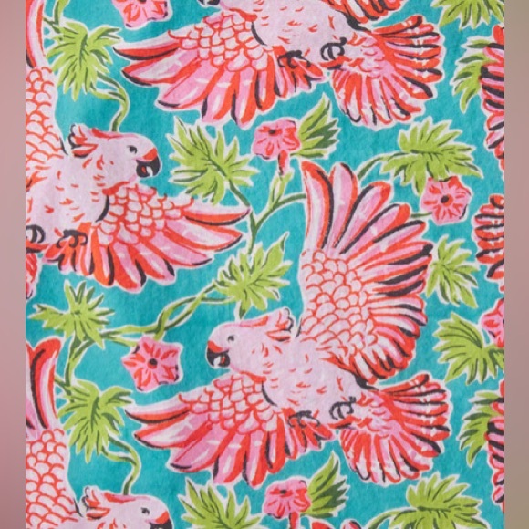 Printfresh Cropped Organic Cotton pajama pants in Playful Parrot motif large - Picture 3 of 6